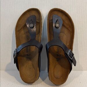 Birkenstock Black Leather Thong Sandals (sz 8)